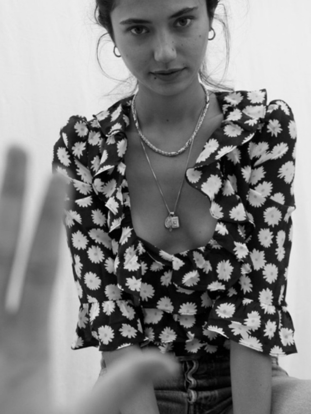 Realisation Par Navy Daisy Ruffle Tie-Front Top